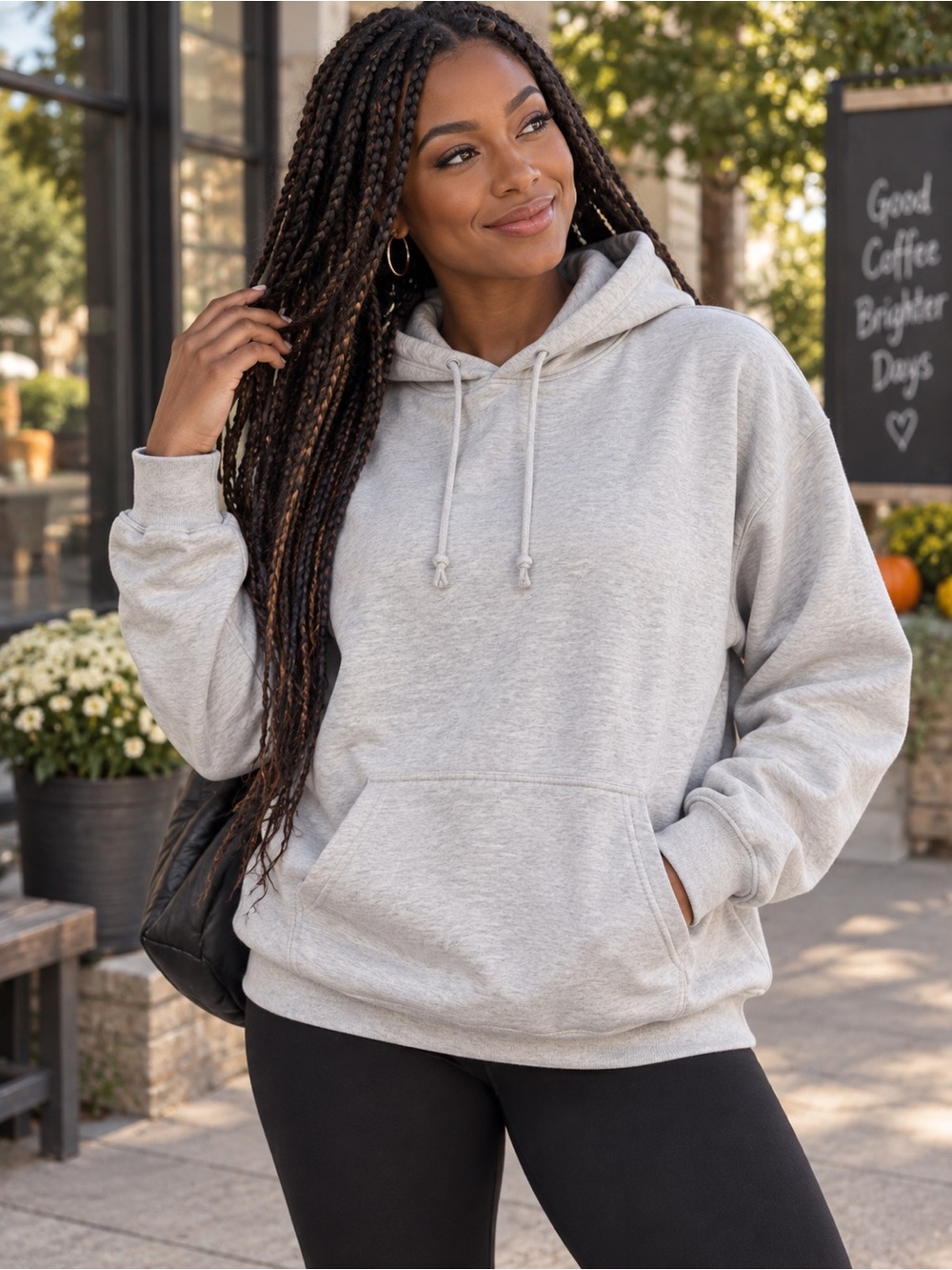 Brandy Melville Light Gray Pullover Hoodie